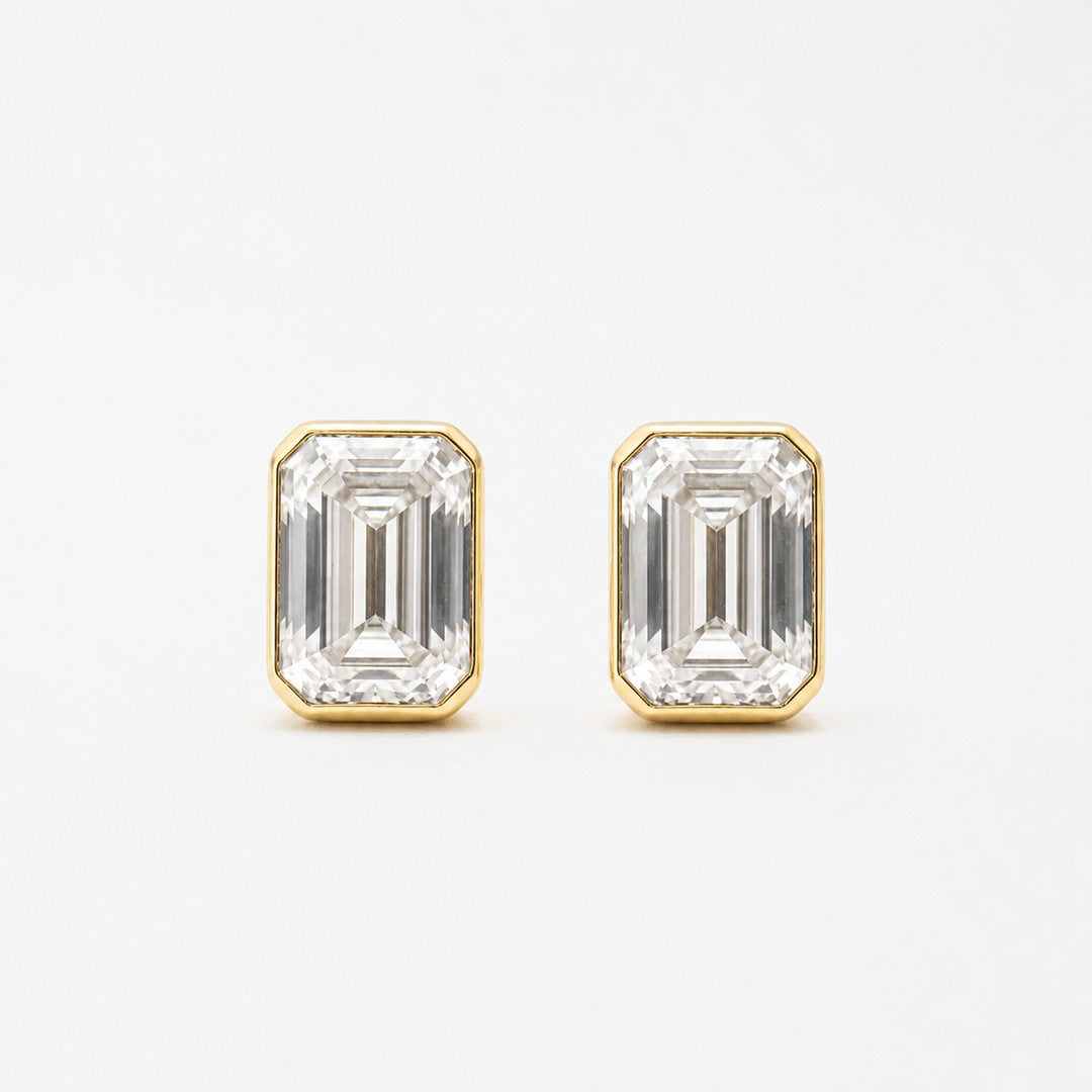 Emerald Bezel Studs