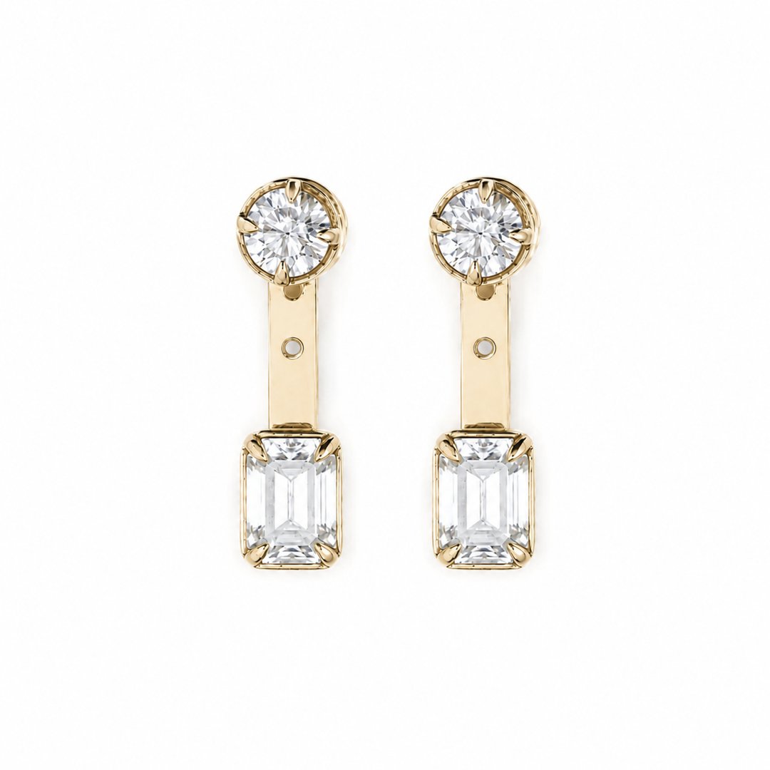 Round & Emerald Earrings