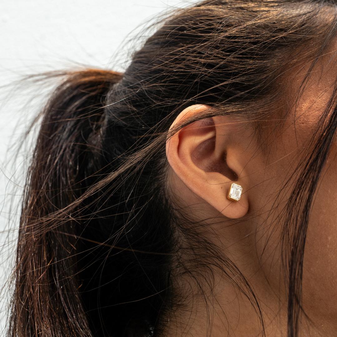 Emerald Bezel Studs