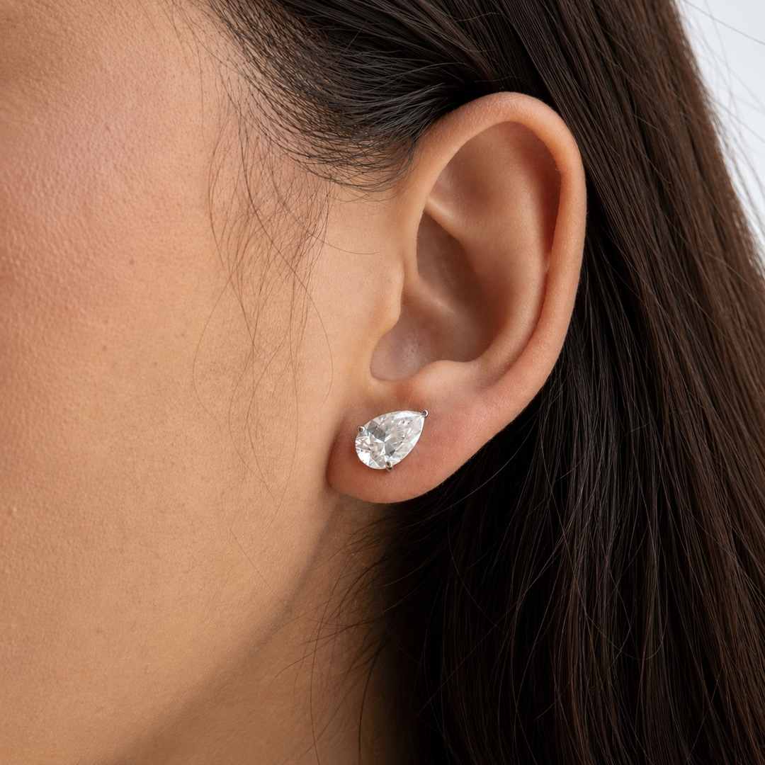 Pear Moissanite Studs