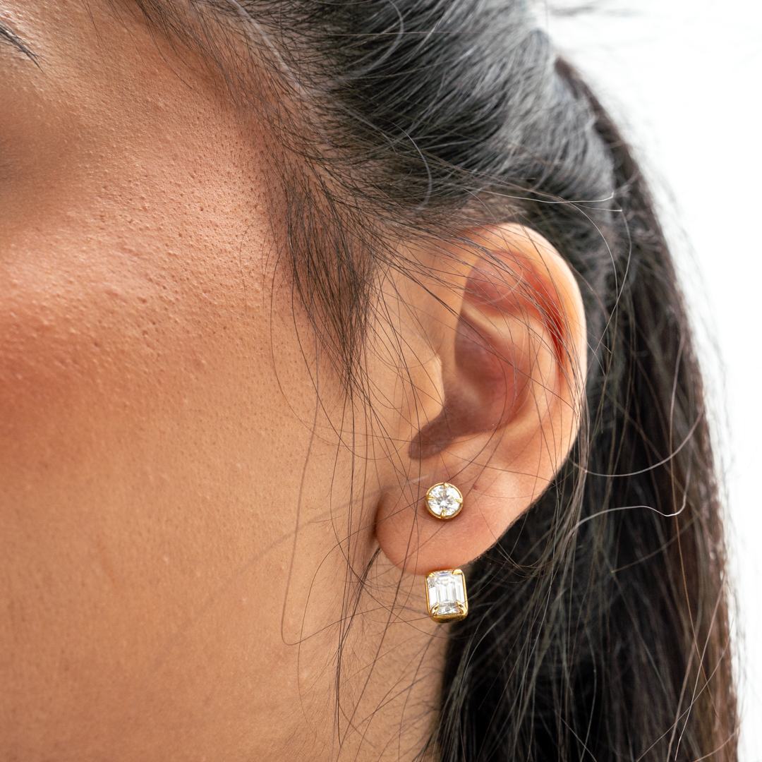 Round & Emerald Earrings