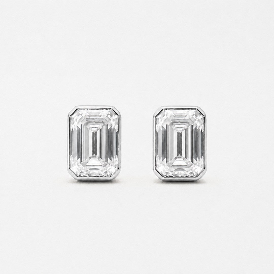 Emerald Bezel Studs