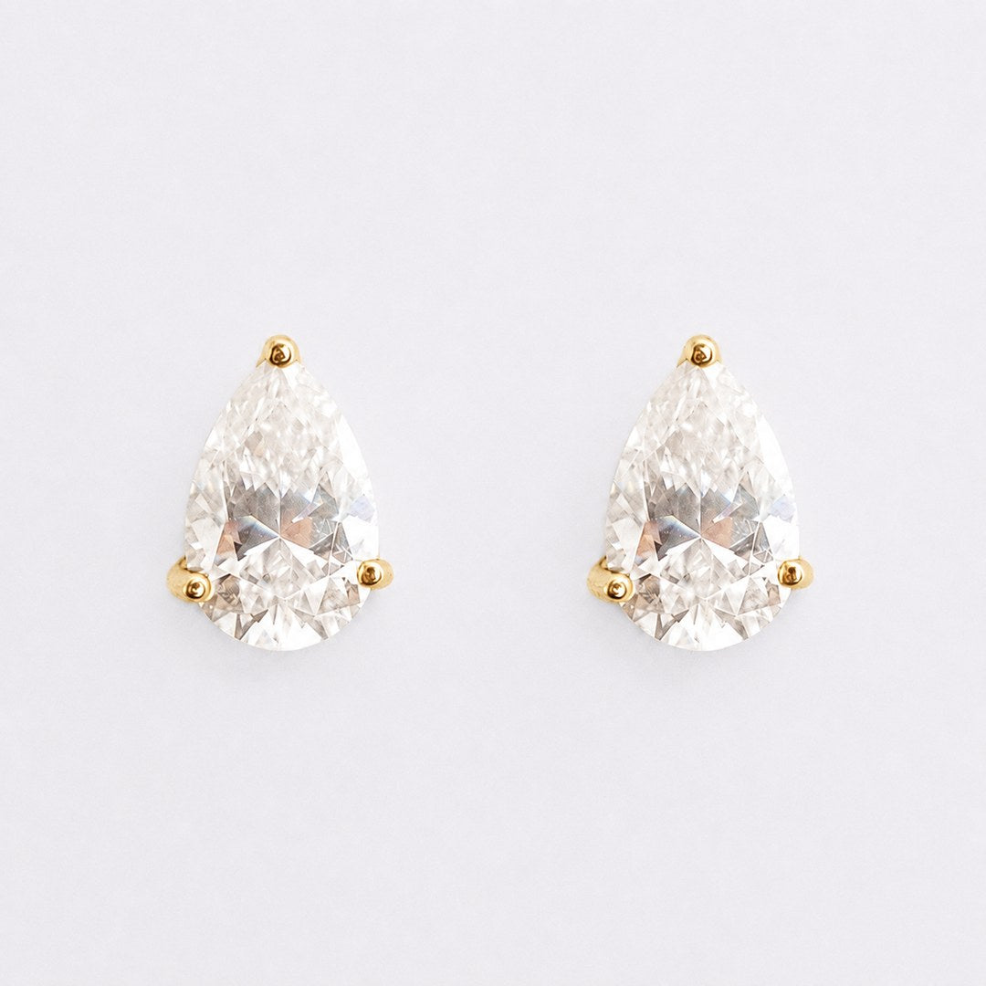 Pear Moissanite Studs