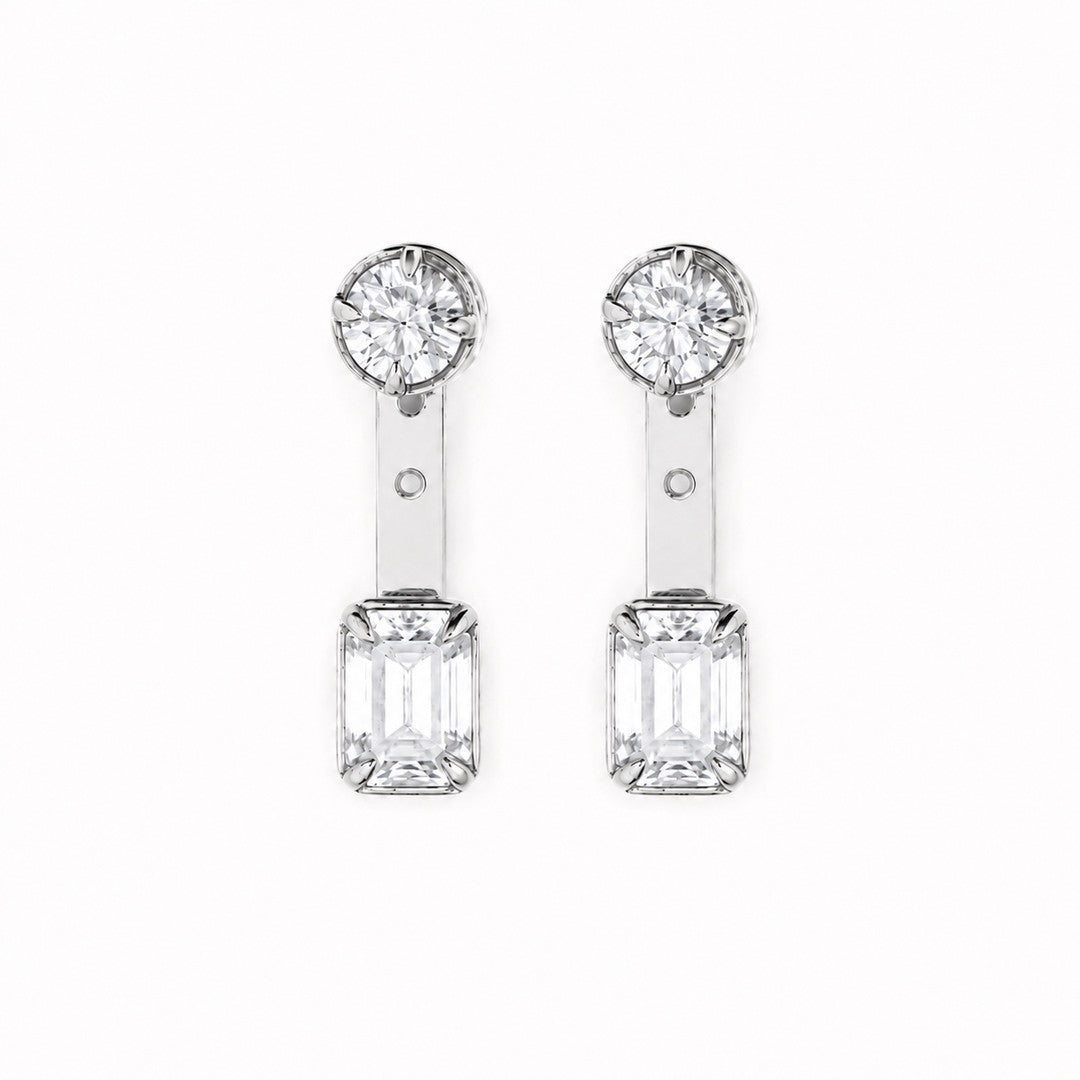 Round & Emerald Earrings