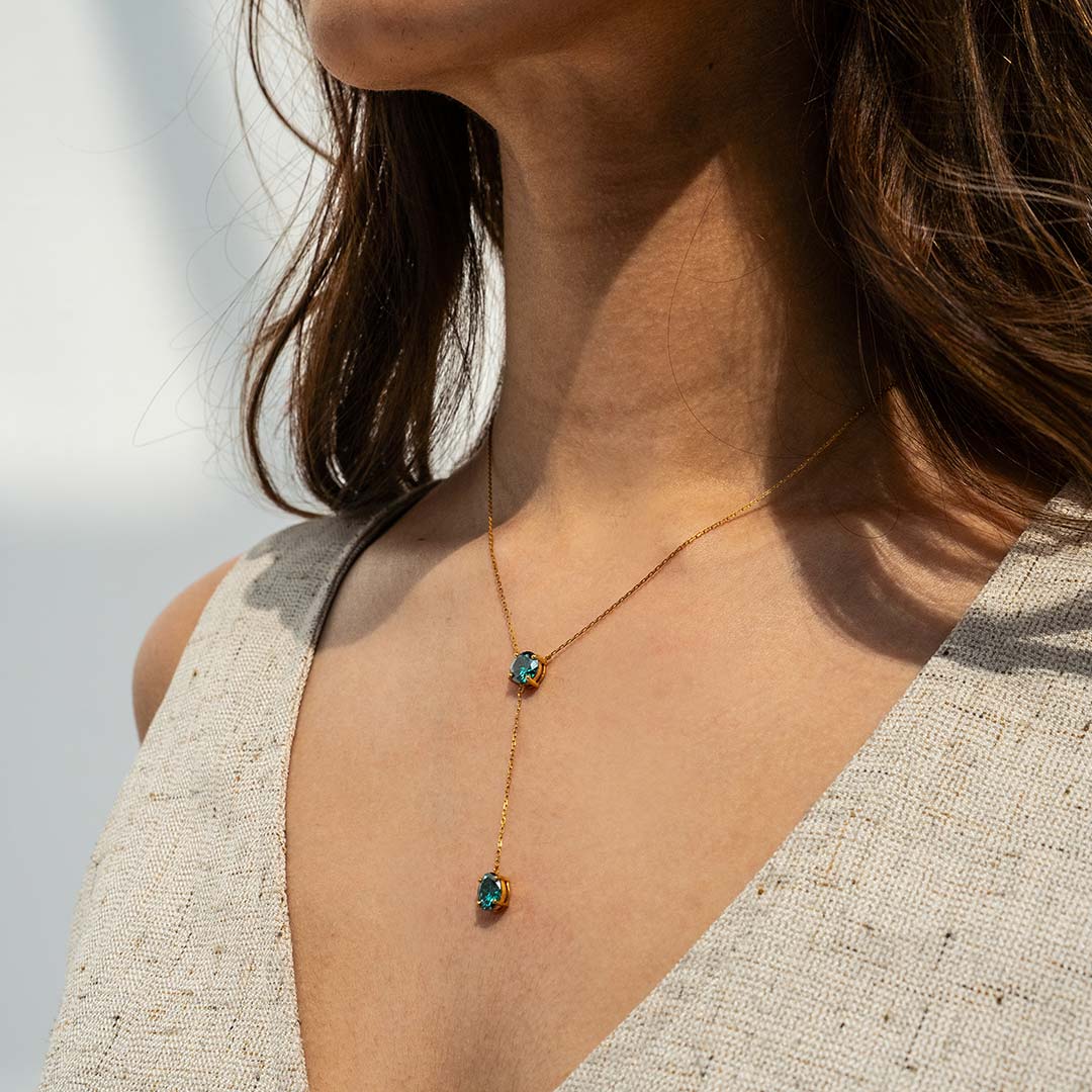 Laiba Drop Necklace (Royal Blue)