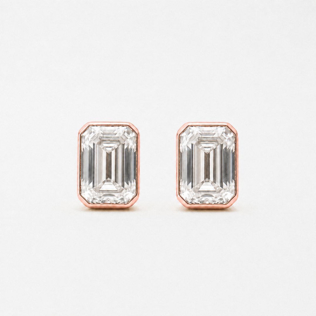 Emerald Bezel Studs