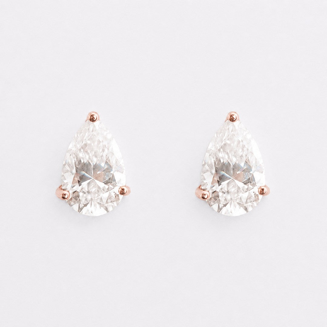 Pear Moissanite Studs